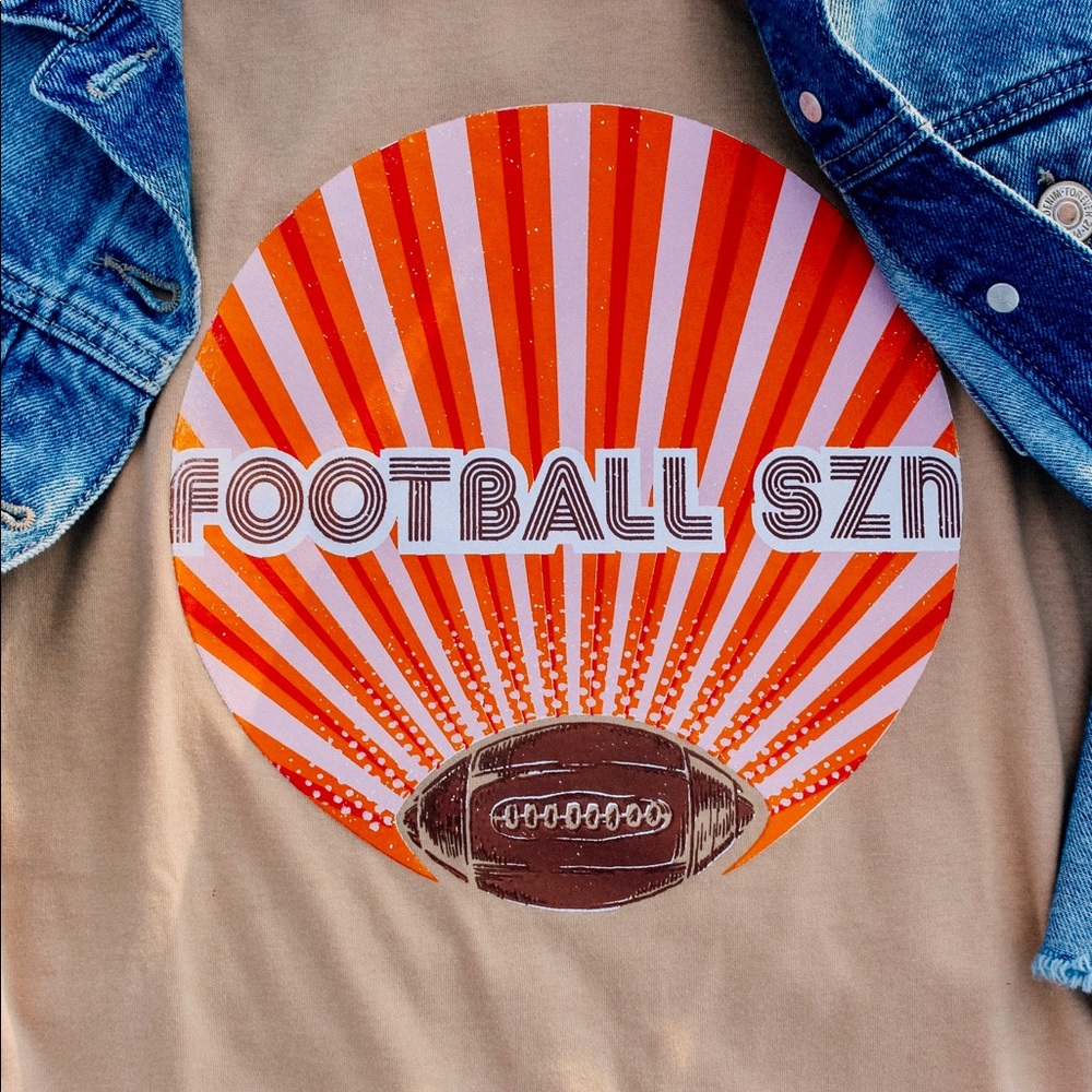 Game Day Football Crew Neck T-Shirt Boho Festival Inspired Graphic - Picture 3 of 6